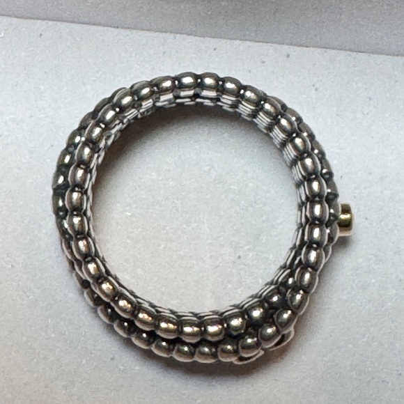 Silver Beaded Ring with Gold Accents - Picture 6 of 7